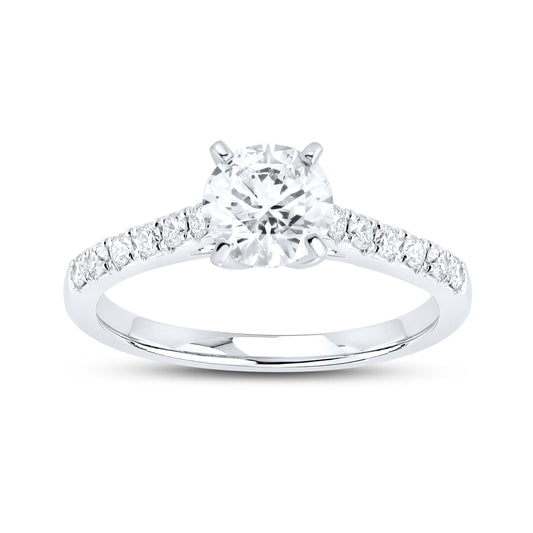 14KT WHITE GOLD 1.25 CTW LAB DIAMOND ROUND Shape RING