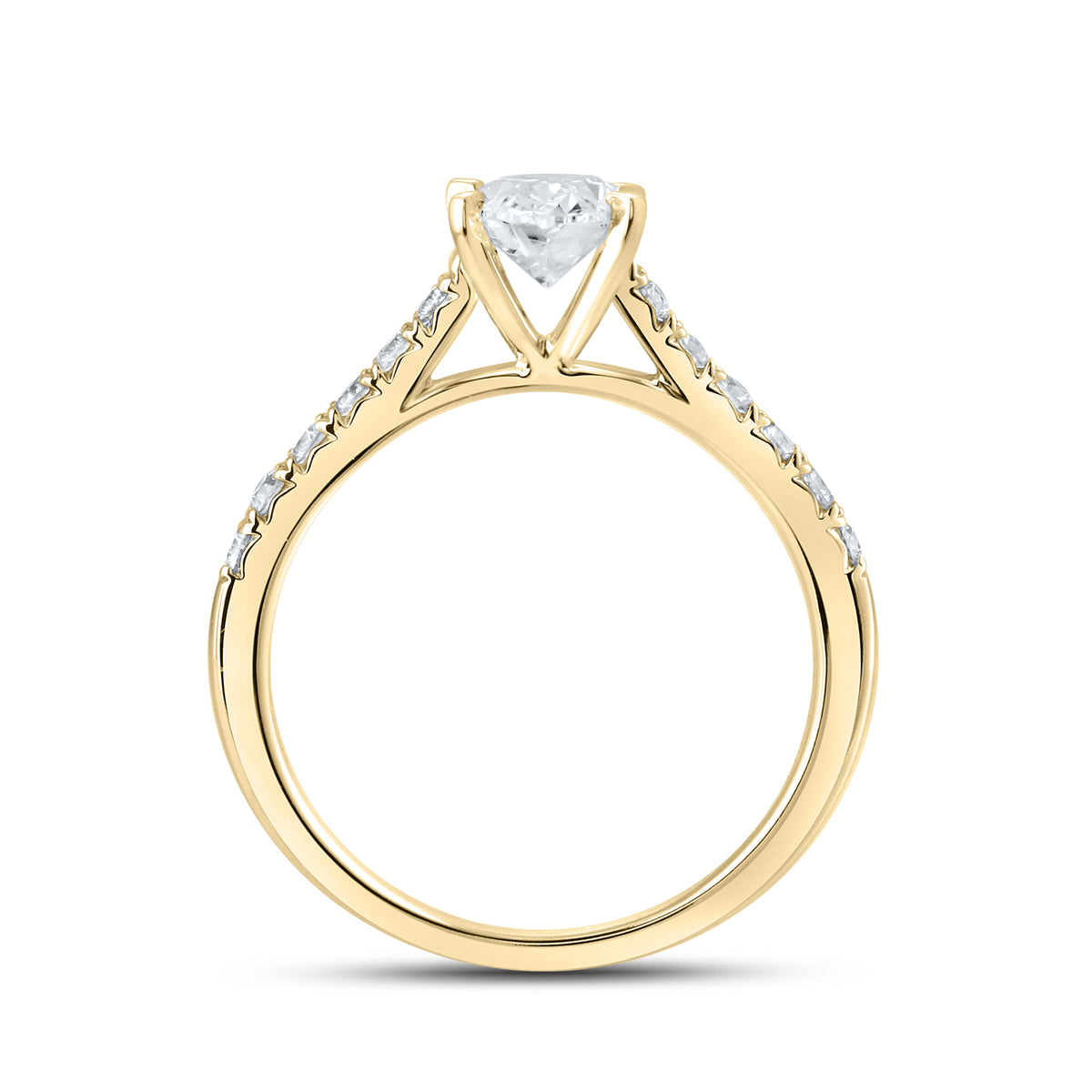 14KT YELLOW GOLD 1.25 CTW LAB DIAMOND ROUND Shape RING