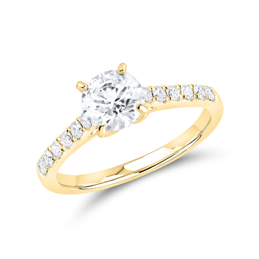 14KT YELLOW GOLD 1.25 CTW LAB DIAMOND ROUND Shape RING