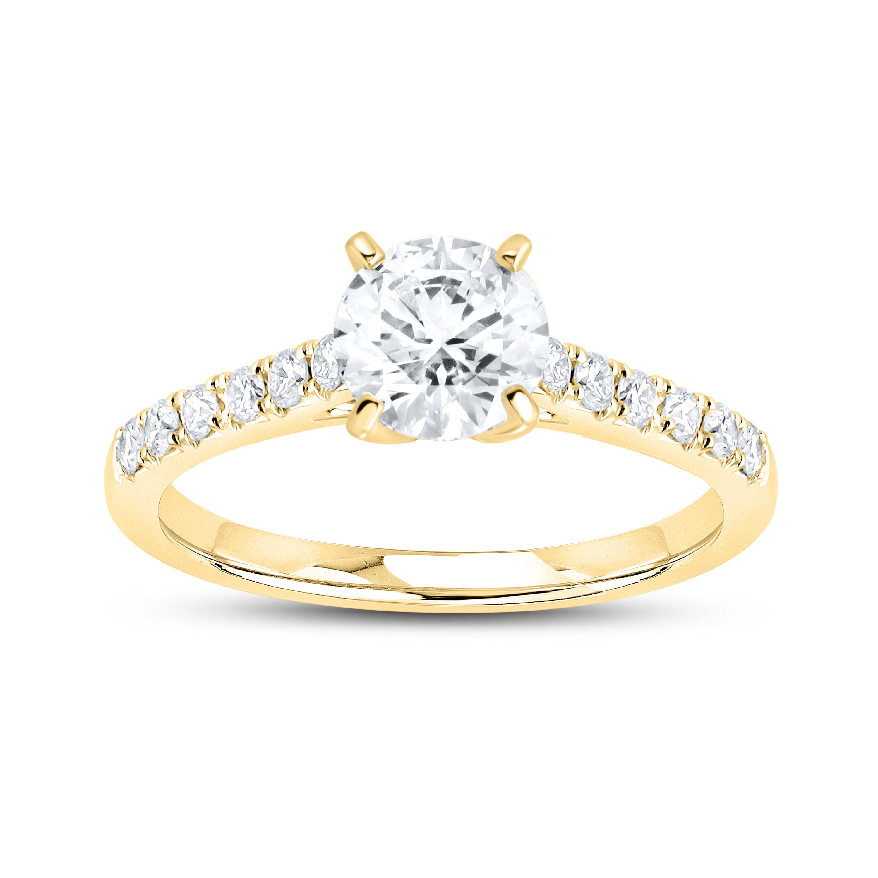 14KT YELLOW GOLD 1.25 CTW LAB DIAMOND ROUND RING