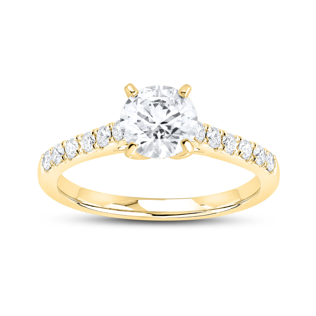 14KT YELLOW GOLD 1.25 CTW LAB DIAMOND ROUND Shape RING