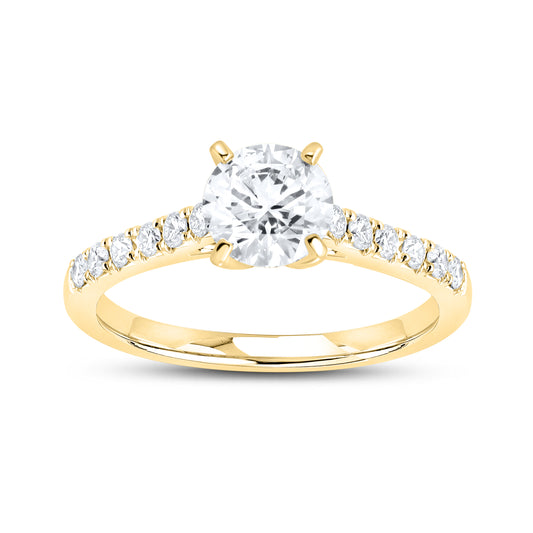 14KT YELLOW GOLD 1.25 CTW LAB DIAMOND ROUND Shape RING