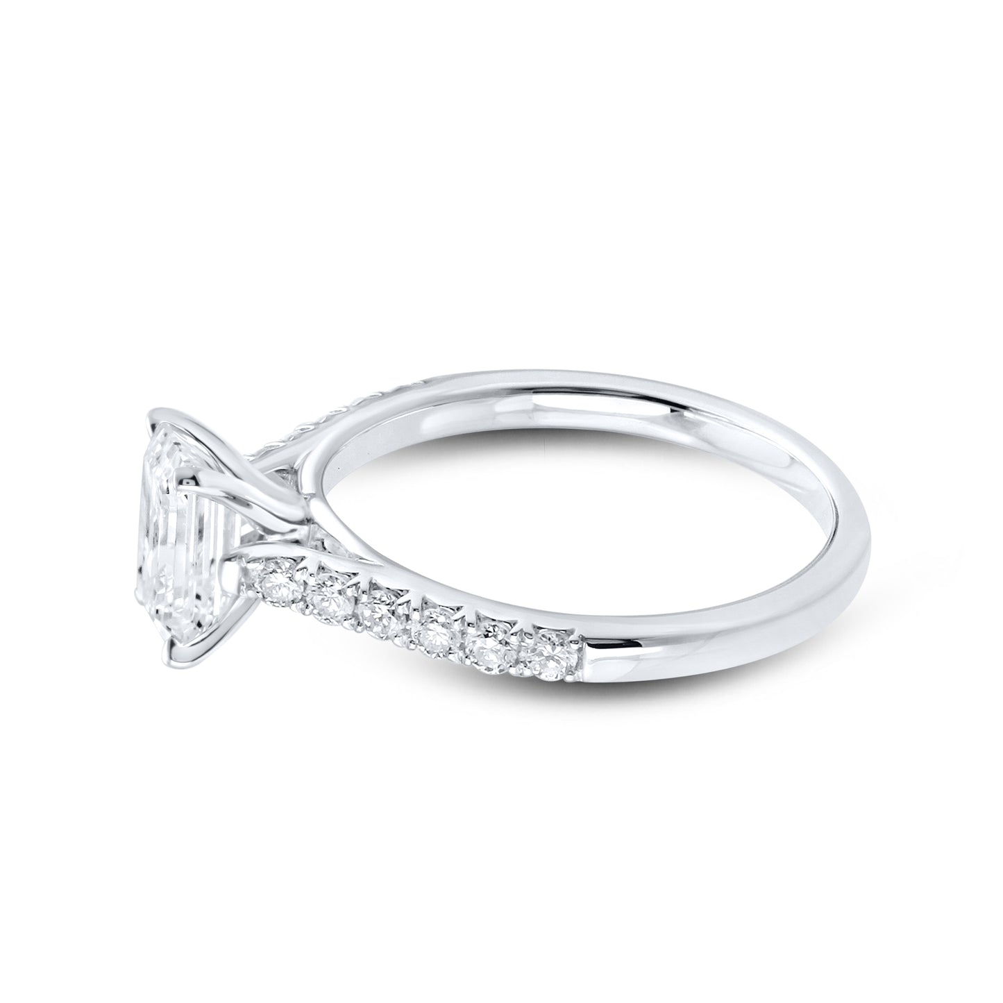 14KT WHITE GOLD 1.25 CTW LAB DIAMOND EMERALD CUT RING