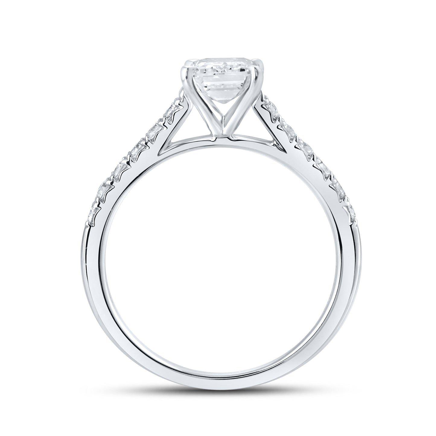 14KT WHITE GOLD 1.25 CTW LAB DIAMOND EMERALD CUT RING