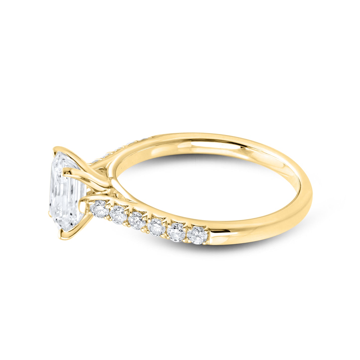 14KT YELLOW GOLD 1.25 CTW LAB DIAMOND EMERALD CUT RING