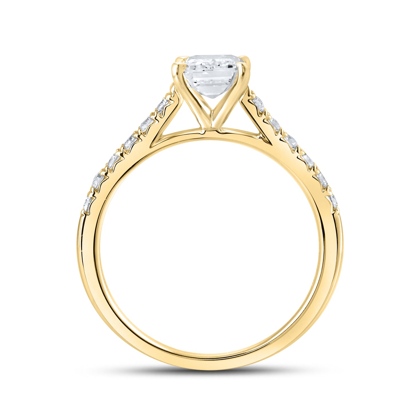 14KT YELLOW GOLD 1.25 CTW LAB DIAMOND EMERALD CUT RING