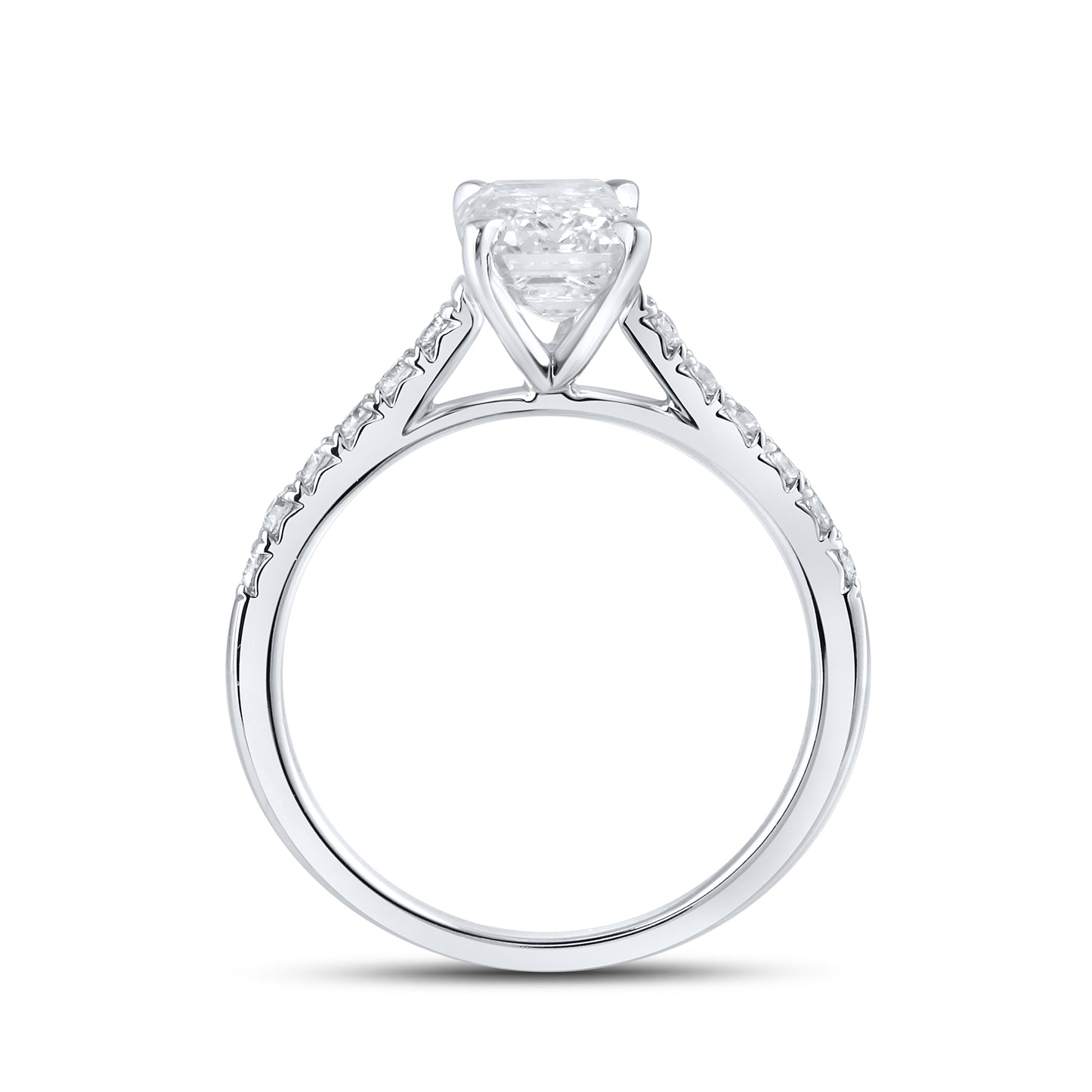 14KT WHITE GOLD 2 CTW LAB DIAMOND EMERALD CUT RING