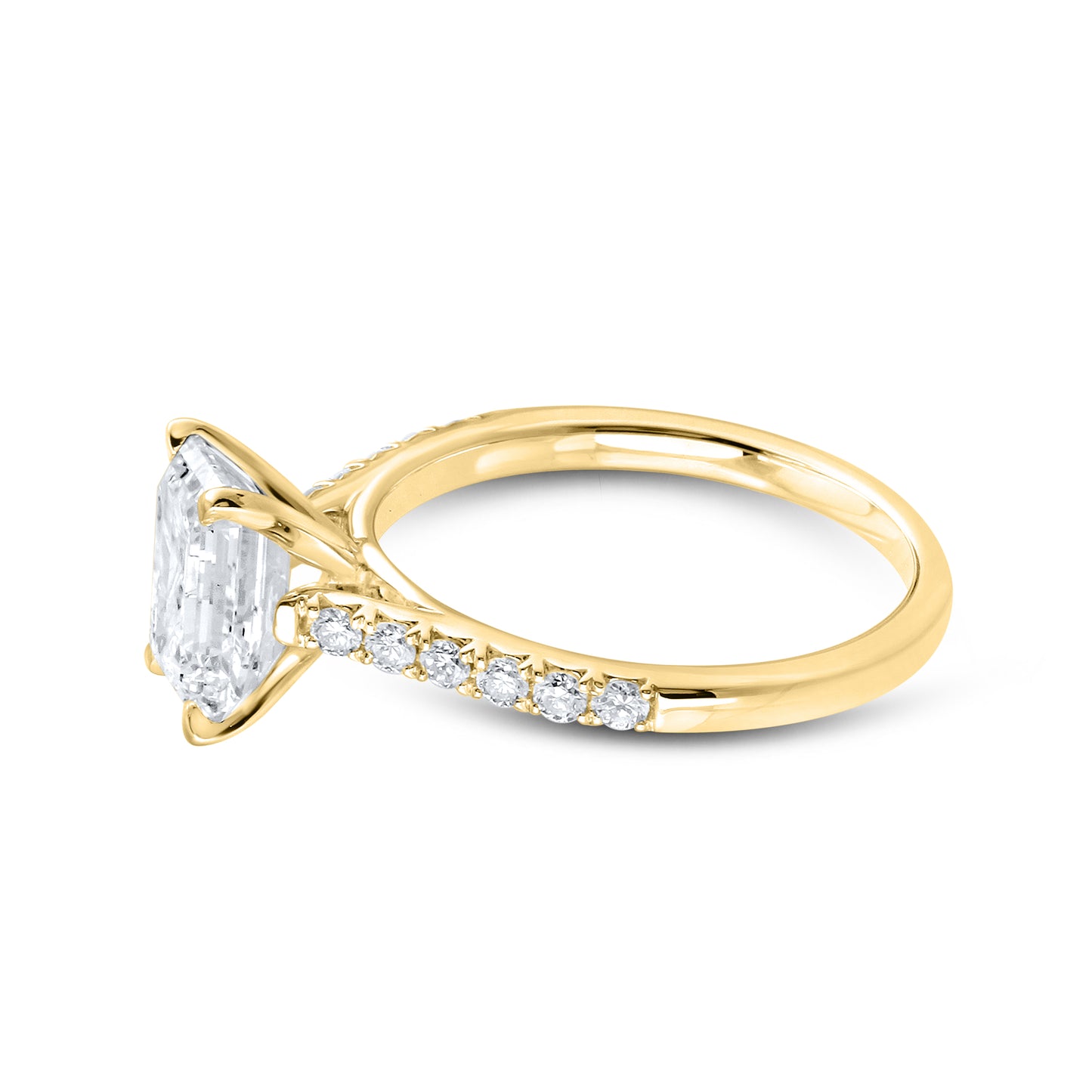 14KT YELLOW GOLD 2.25 CTW LAB DIAMOND EMERALD CUT RING