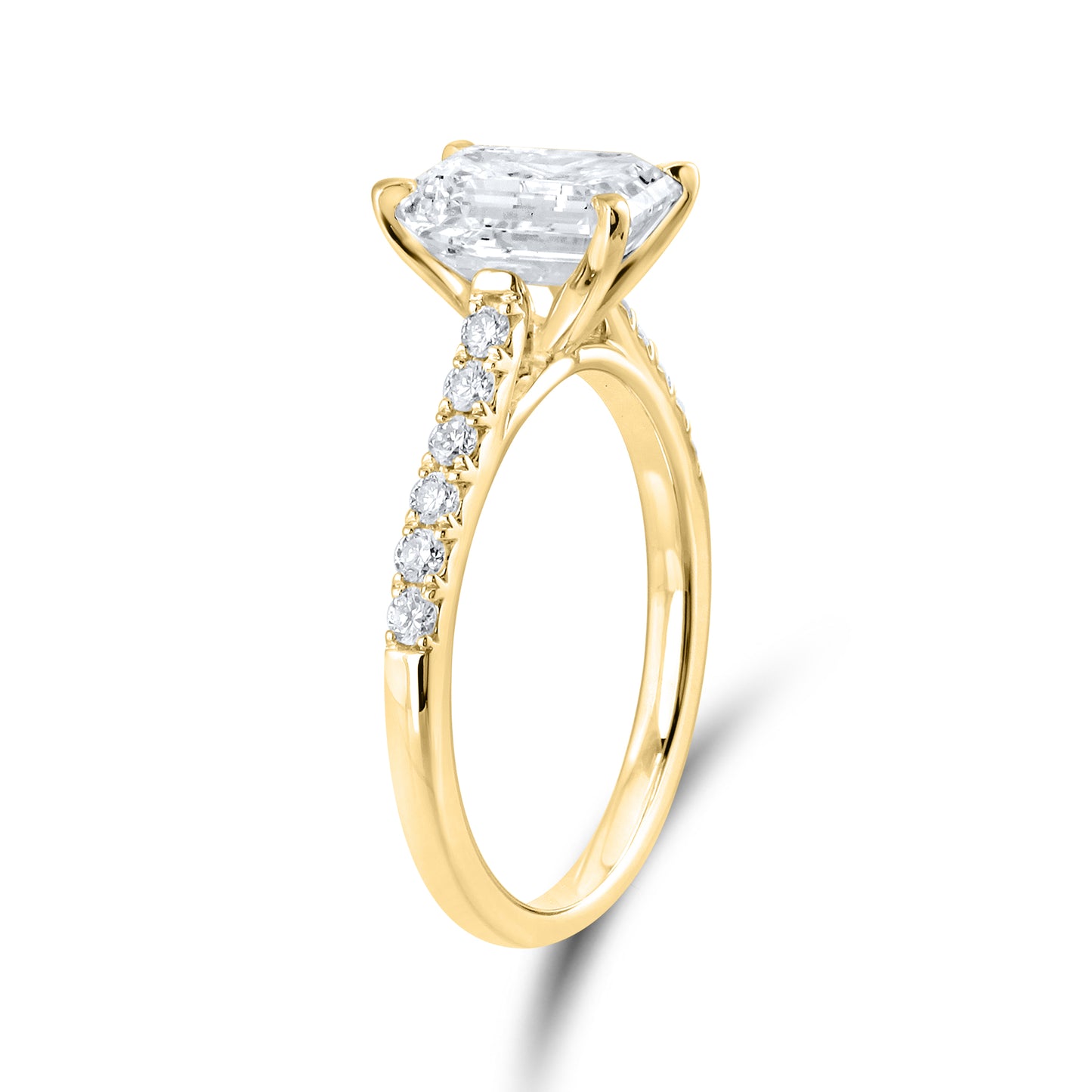 14KT YELLOW GOLD 2.25 CTW LAB DIAMOND EMERALD CUT RING
