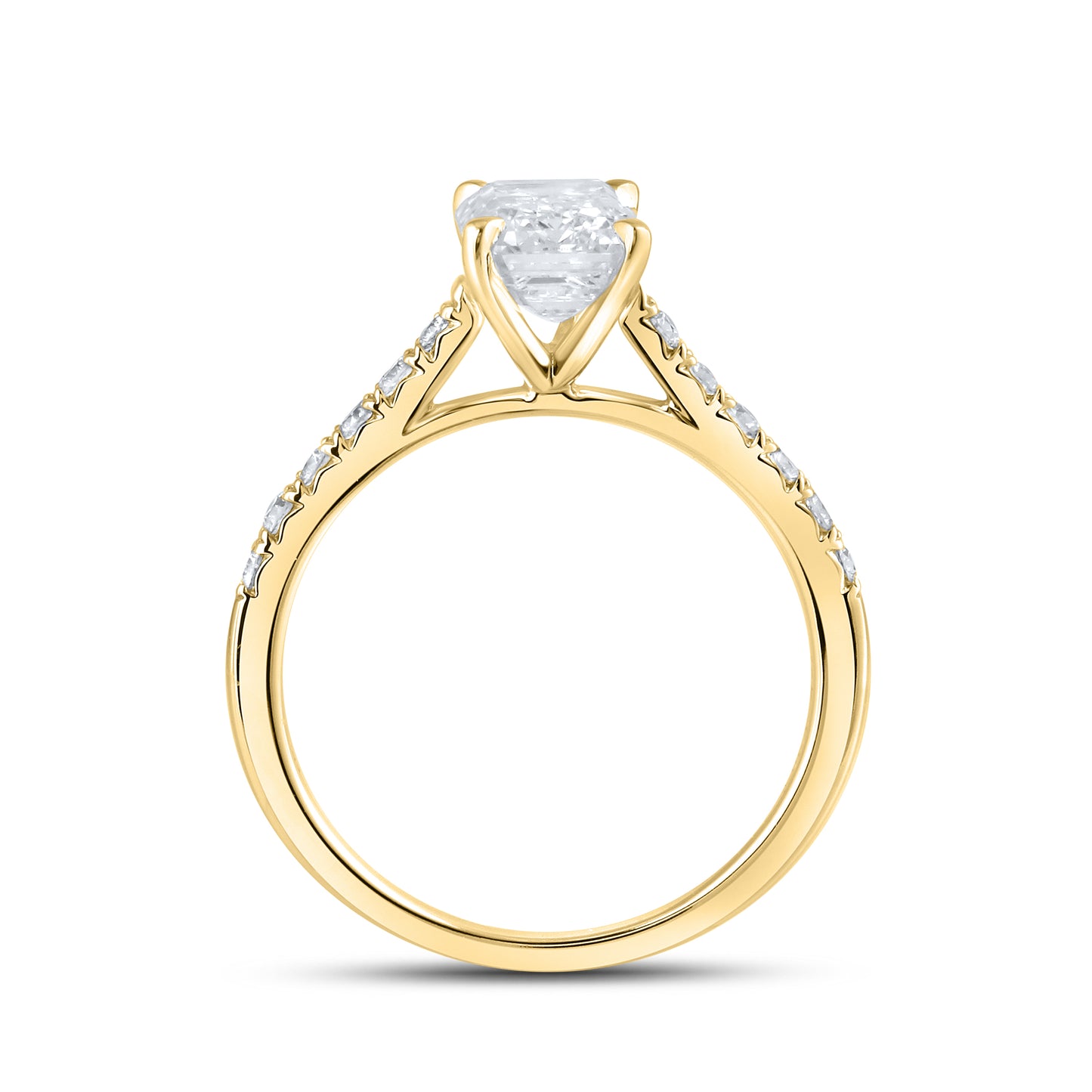 14KT YELLOW GOLD 2.25 CTW LAB DIAMOND EMERALD CUT RING