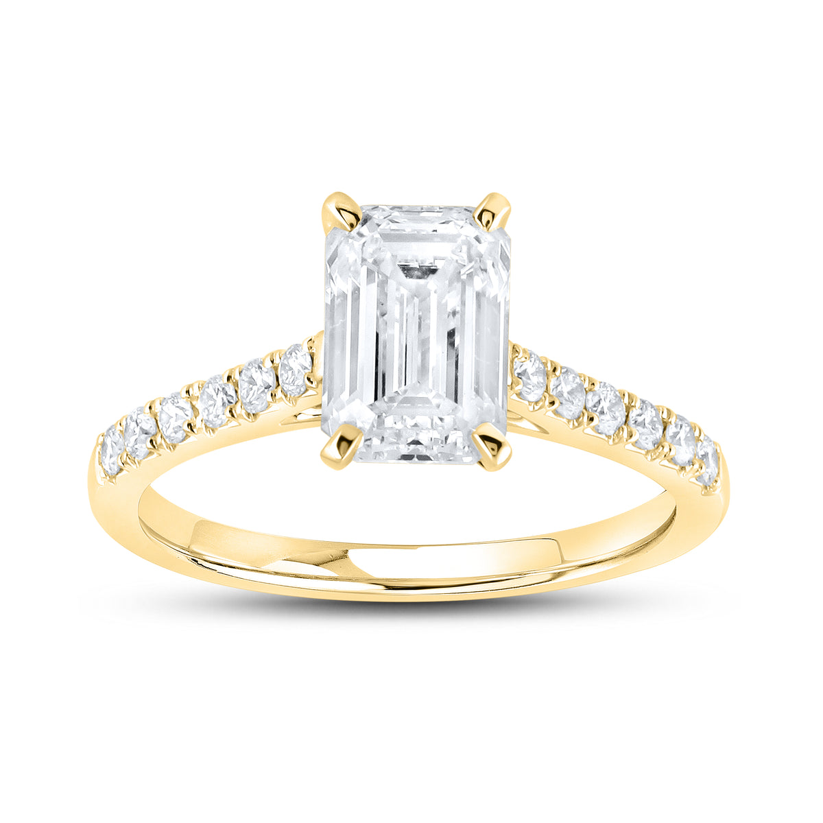 14KT YELLOW GOLD 2.25 CTW LAB DIAMOND EMERALD CUT RING