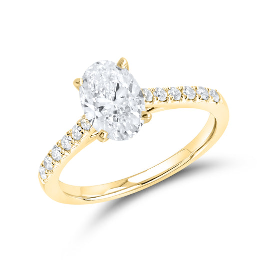 14KT YELLOW GOLD 1.50 CTW LAB DIAMOND RING