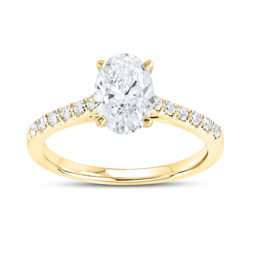 14KT YELLOW GOLD 1.50 CTW LAB DIAMOND RING