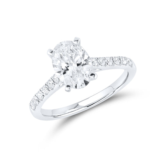 14KT WHITE GOLD 2 CTW LAB DIAMOND RING