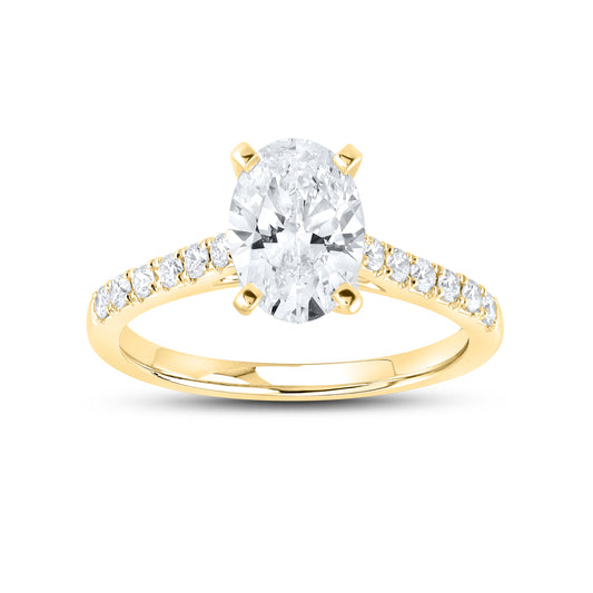 14KT YELLOW GOLD 2 CTW LAB DIAMOND RING