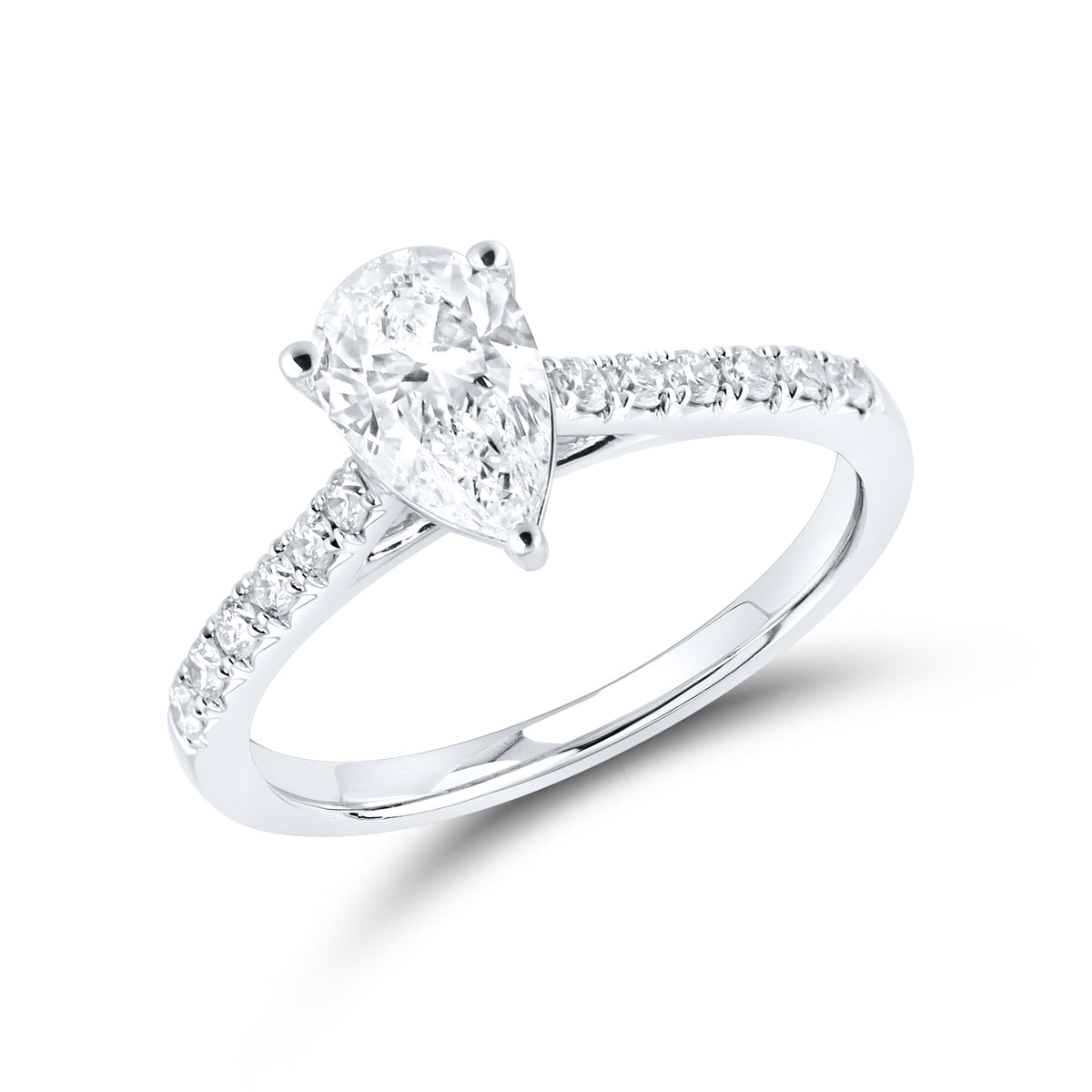 14KT WHITE GOLD 1.25 CTW LAB DIAMOND PEAR SHAPE RING
