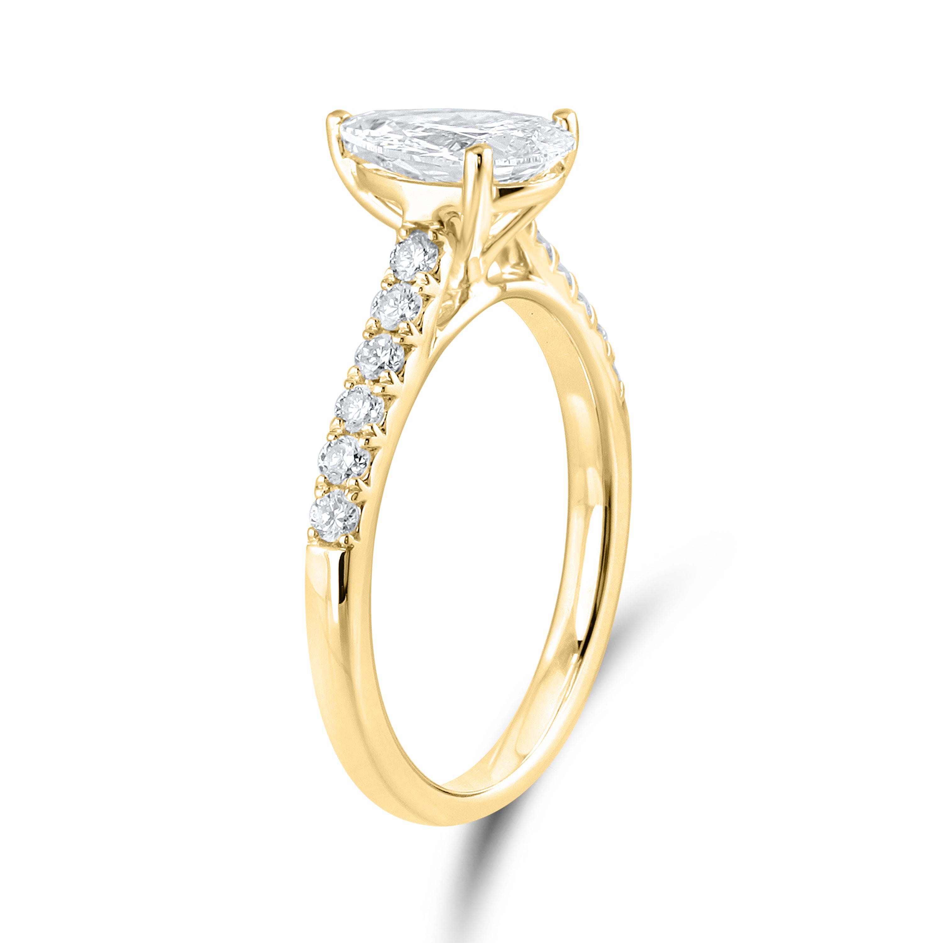 14KT YELLOW GOLD 1.25 CTW LAB DIAMOND PEAR SHAPE RING