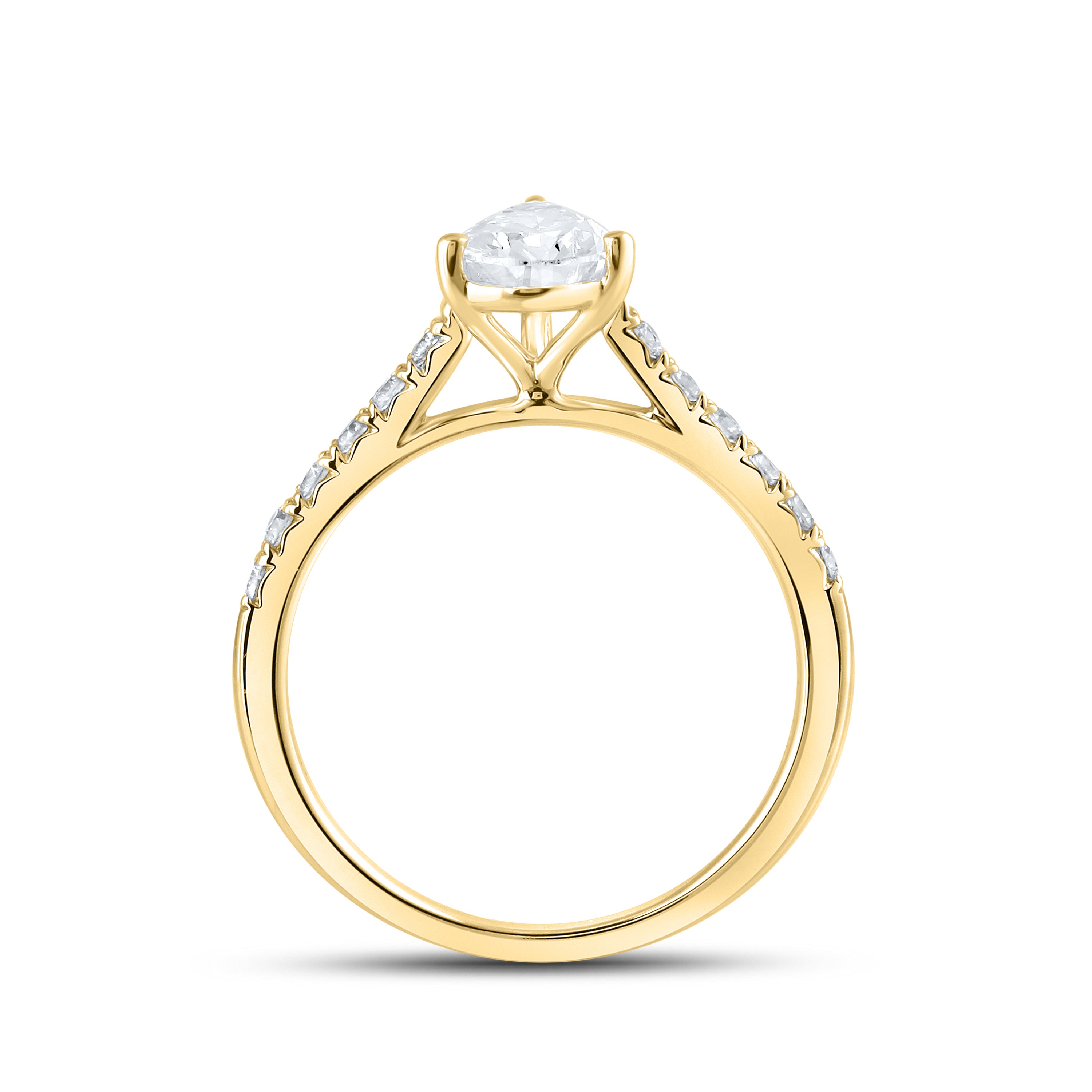 14KT YELLOW GOLD 1.25 CTW LAB DIAMOND PEAR SHAPE RING
