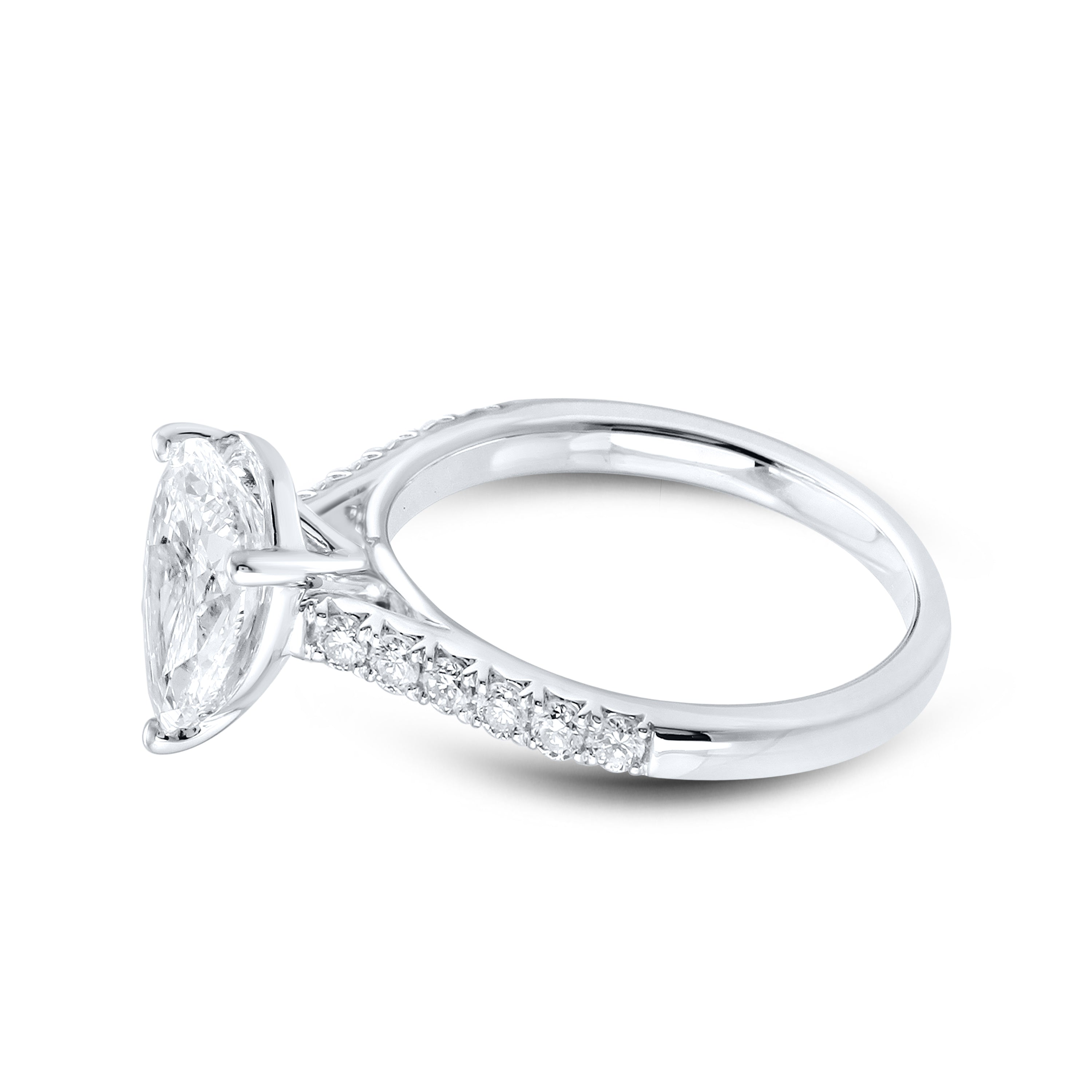 14KT WHITE GOLD 2 CTW LAB DIAMOND PEAR SHAPE RING