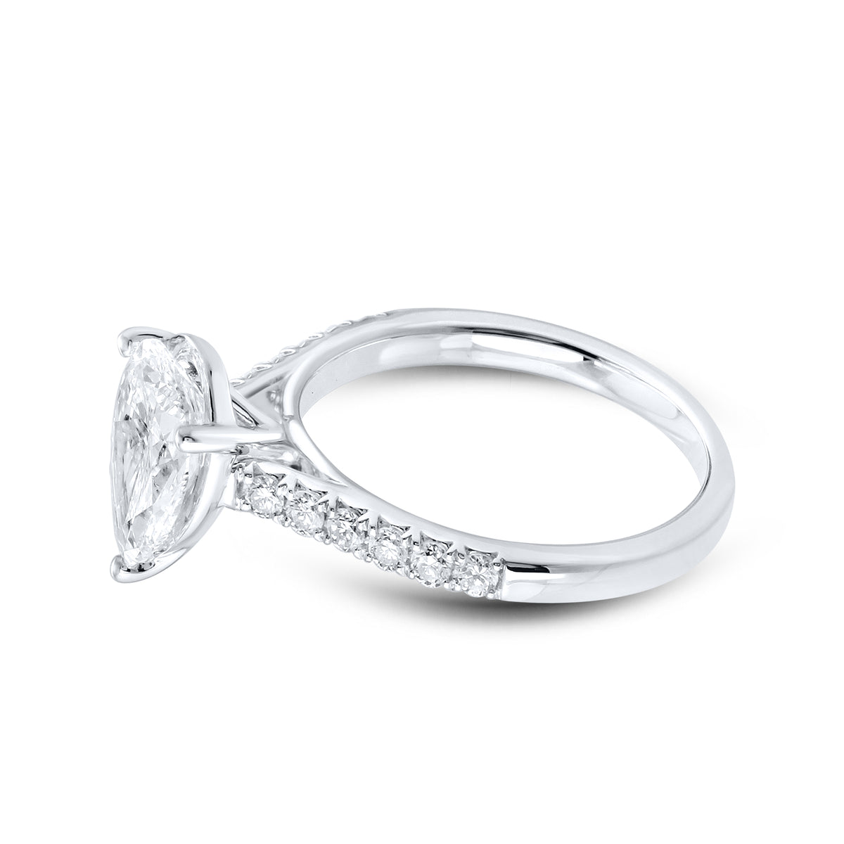 14KT WHITE GOLD 2 CTW LAB DIAMOND PEAR SHAPE RING