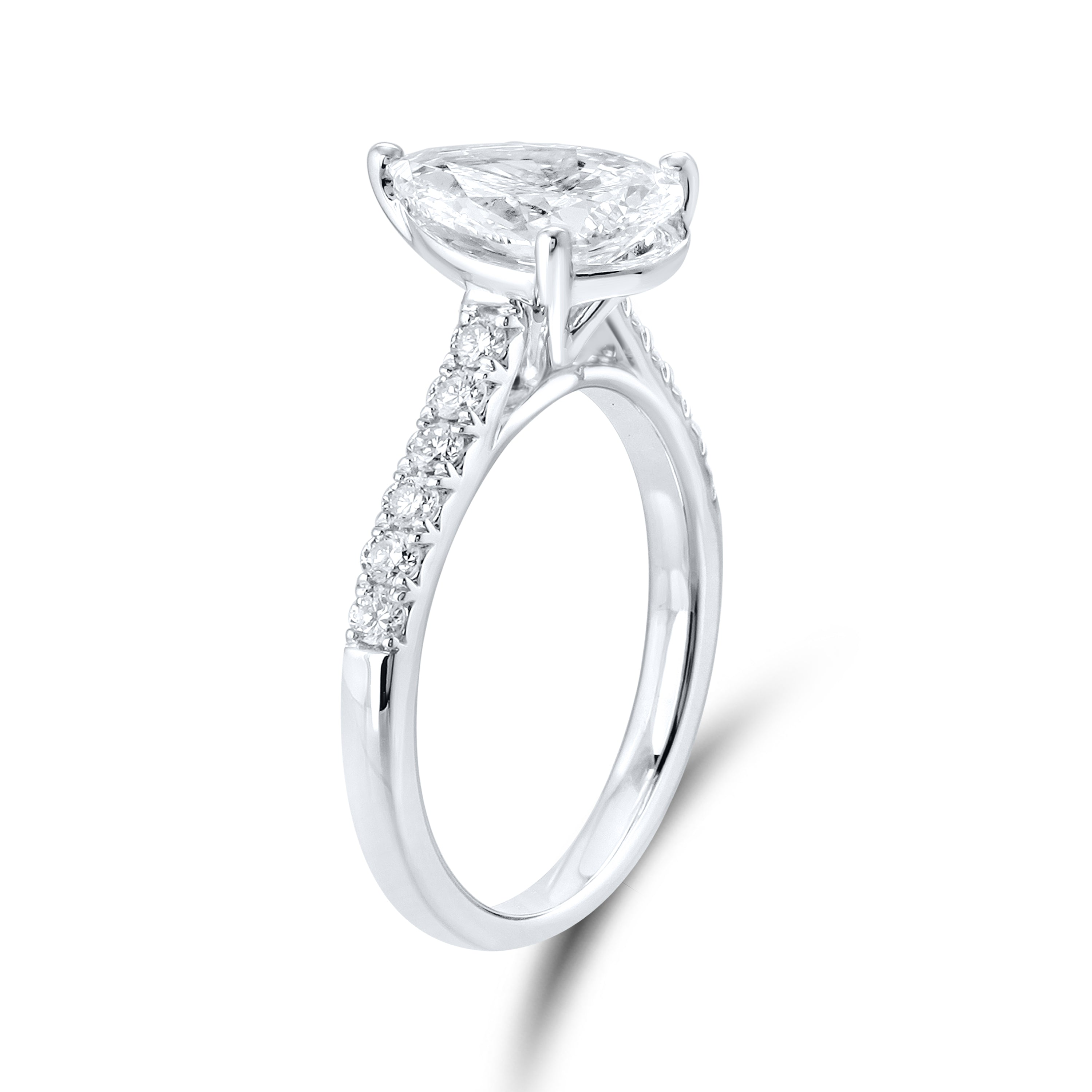 14KT WHITE GOLD 2 CTW LAB DIAMOND PEAR SHAPE RING
