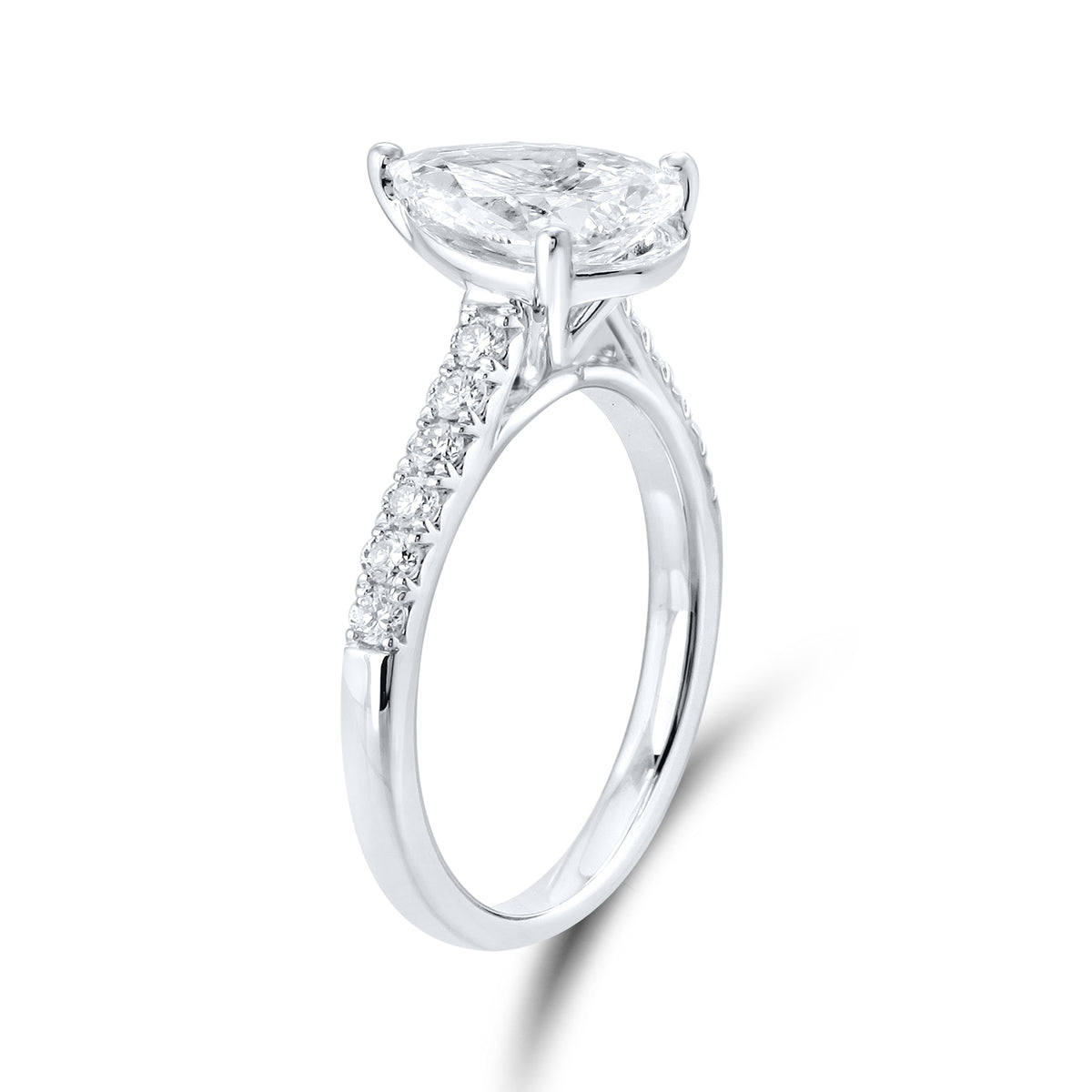 14KT WHITE GOLD 2 CTW LAB DIAMOND PEAR SHAPE RING