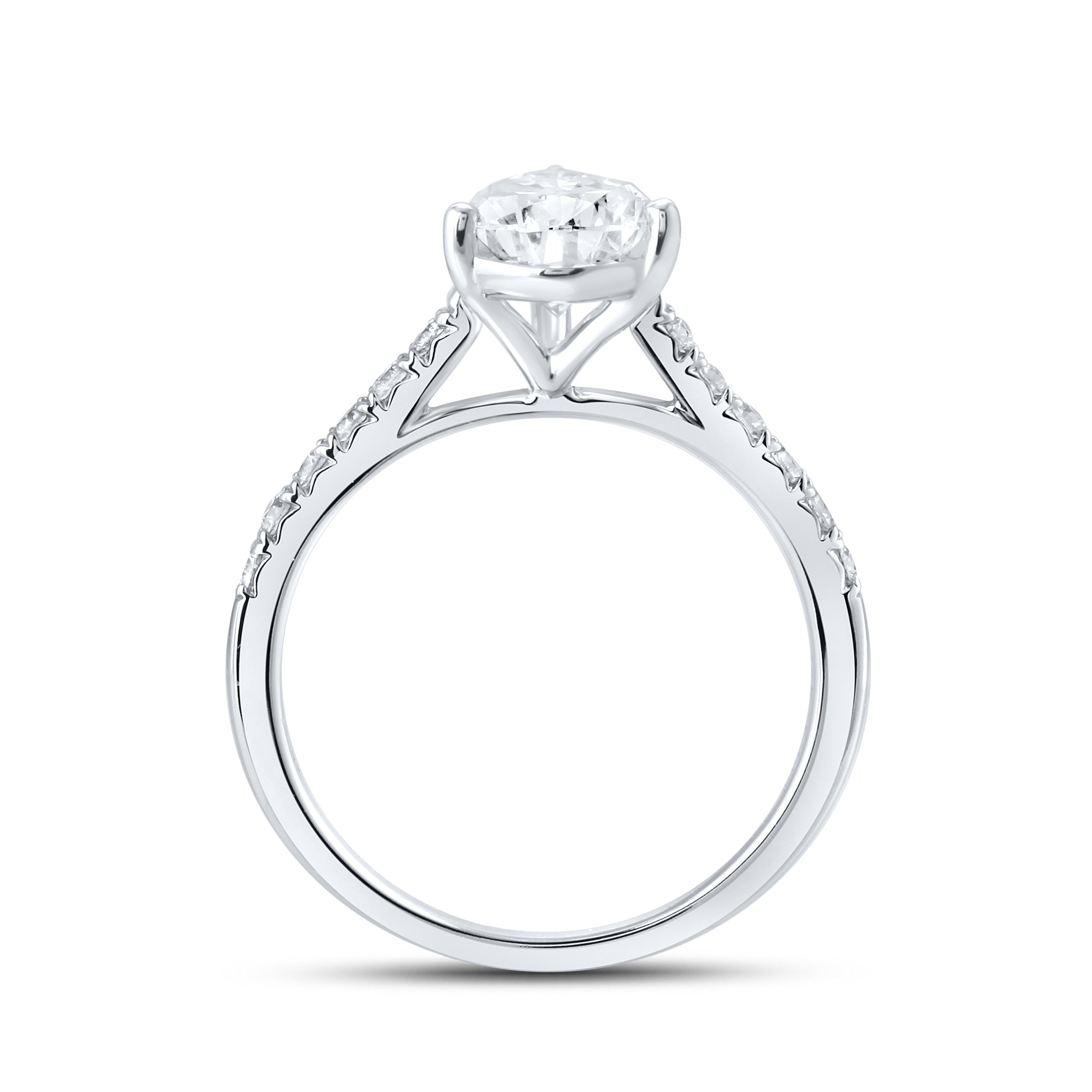 14KT WHITE GOLD 2 CTW LAB DIAMOND PEAR SHAPE RING