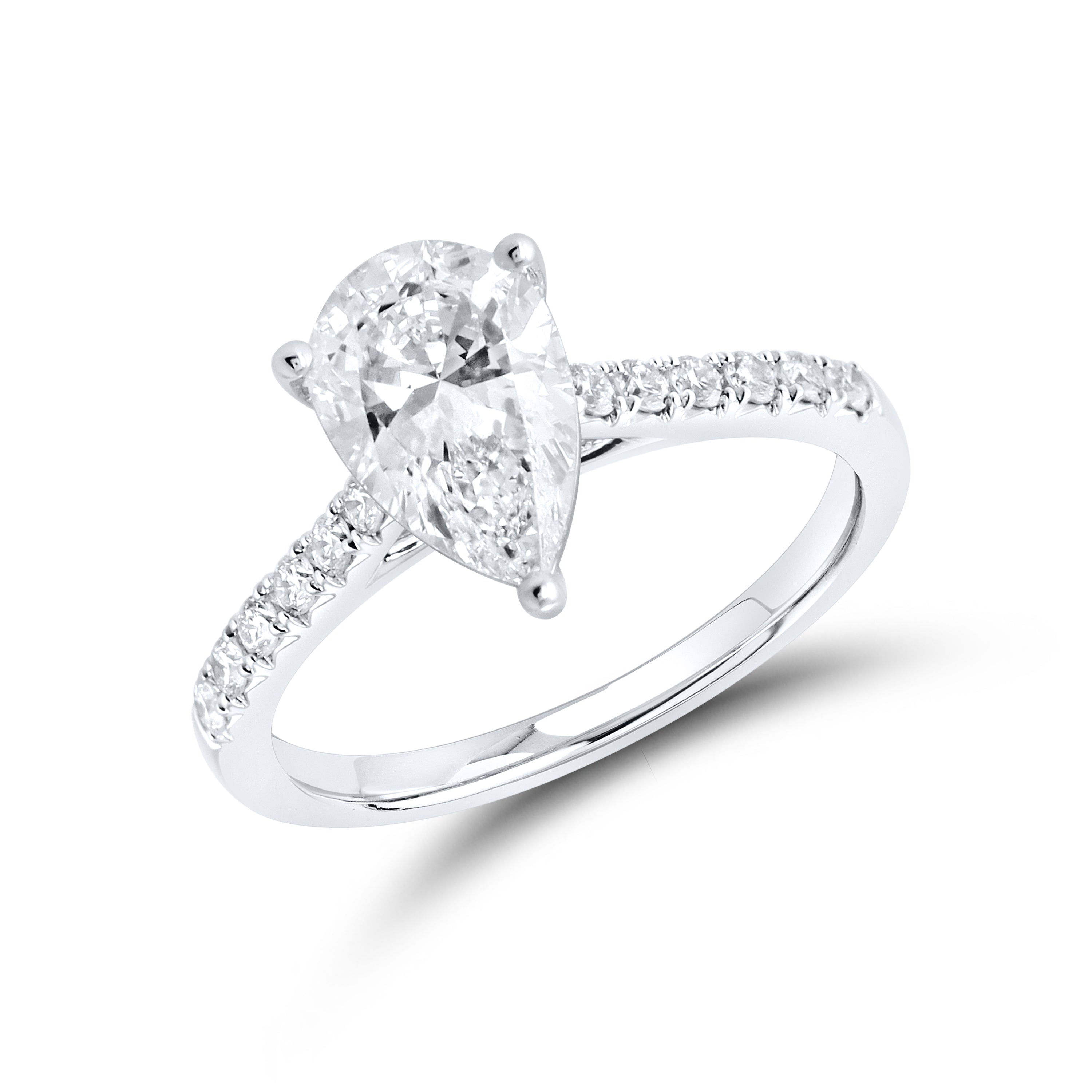 14KT WHITE GOLD 2 CTW LAB DIAMOND PEAR SHAPE RING