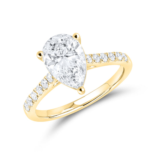 14KT WHITE GOLD 2.25 CTW LAB DIAMOND PEAR SHAPE RING