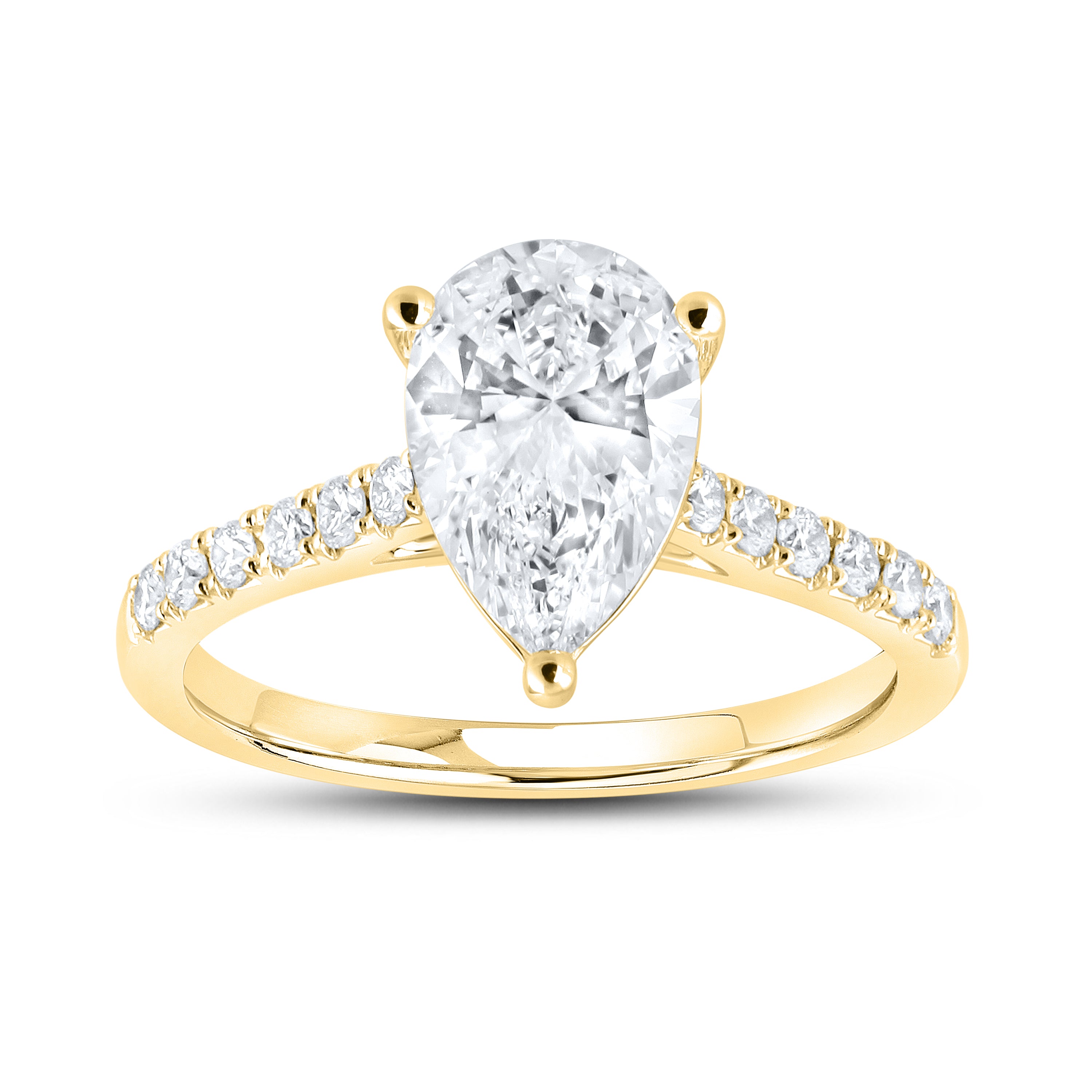 14KT YELLOW GOLD 2.25 CTW LAB DIAMOND PEAR SHAPE RING