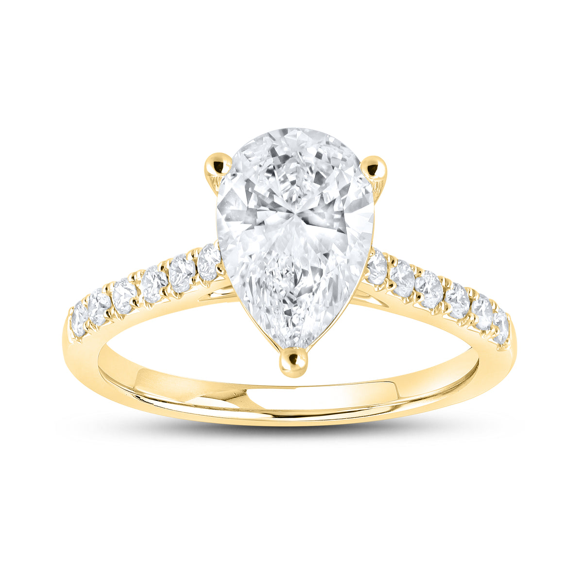 14KT YELLOW GOLD 2.25 CTW LAB DIAMOND PEAR SHAPE RING
