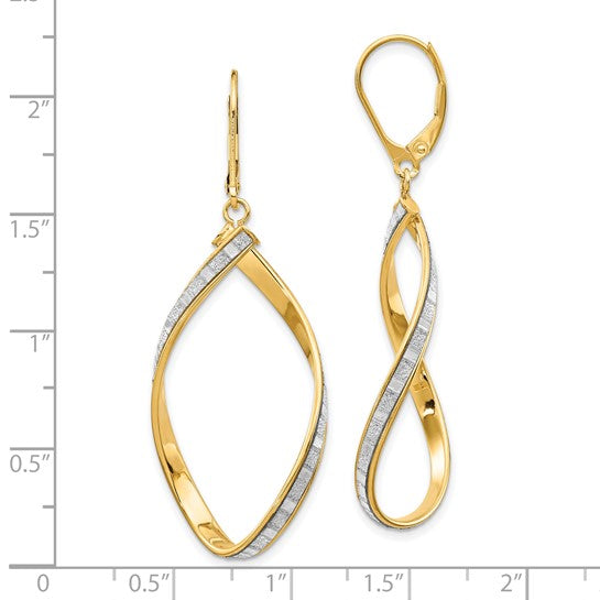 14KT Yellow Gold Glimmer Infused Twisted Leverback Earrings
