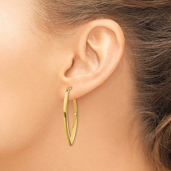 14KT Yellow Gold Polished Fancy Hoop Earrings
