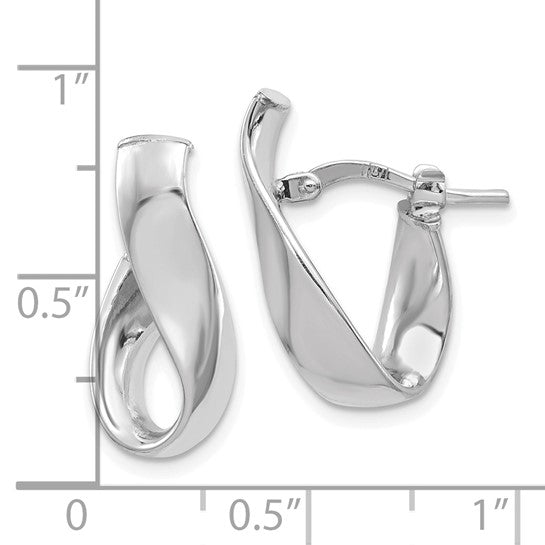 14KT White Gold 5mm High Polished Omega Back Hoop Earrings