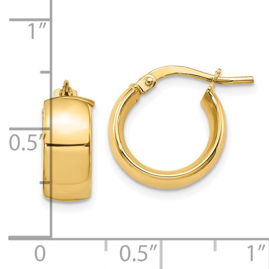 14KT Yellow Gold 6mm High Polished Hoop Earrings