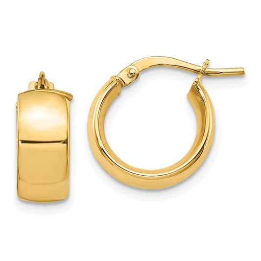 14KT Yellow Gold 6mm High Polished Hoop Earrings