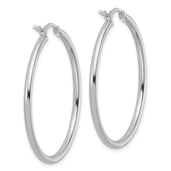 14KT White Gold 2x35mm Hoop Earrings