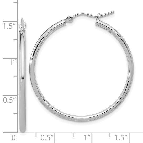 14KT White Gold 2x35mm Hoop Earrings