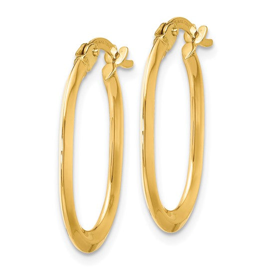 14kt Yellow Gold Polished Oval Hinged Hoop Earrings