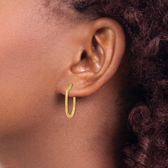 14kt Yellow Gold Polished Oval Hinged Hoop Earrings