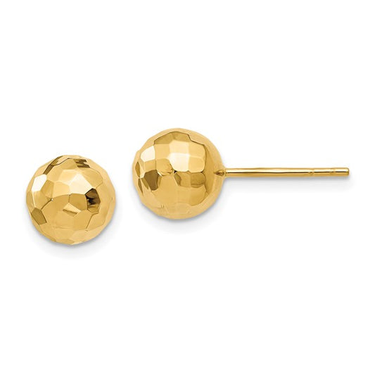 14kt Yellow Gold Polished Faceted Post Earrings
