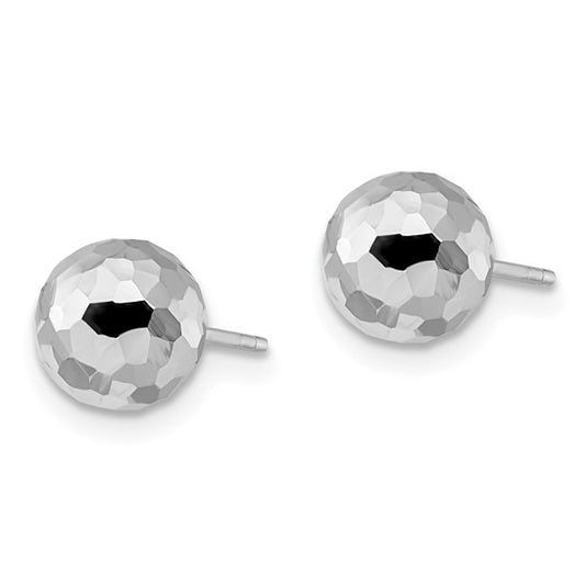 14KT White Gold Polished Faceted Post Earrings