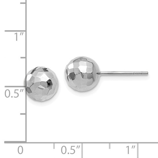14KT White Gold Polished Faceted Post Earrings