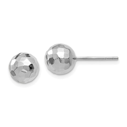 14KT White Gold Polished Faceted Post Earrings