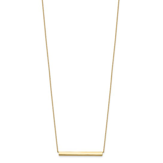 14KT Yellow Gold Polished with 1in ext. Bar Necklace