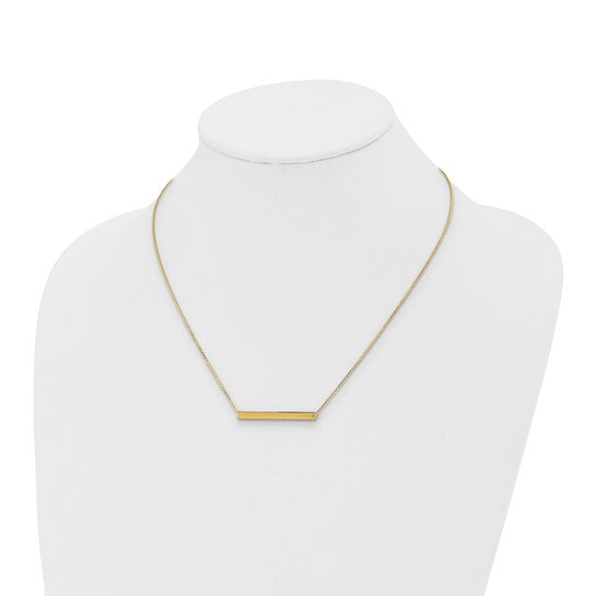 14KT Yellow Gold Polished with 1in ext. Bar Necklace