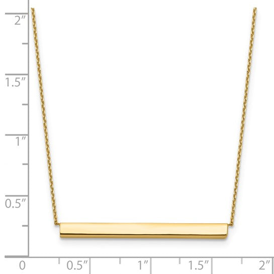 14KT Yellow Gold Polished with 1in ext. Bar Necklace