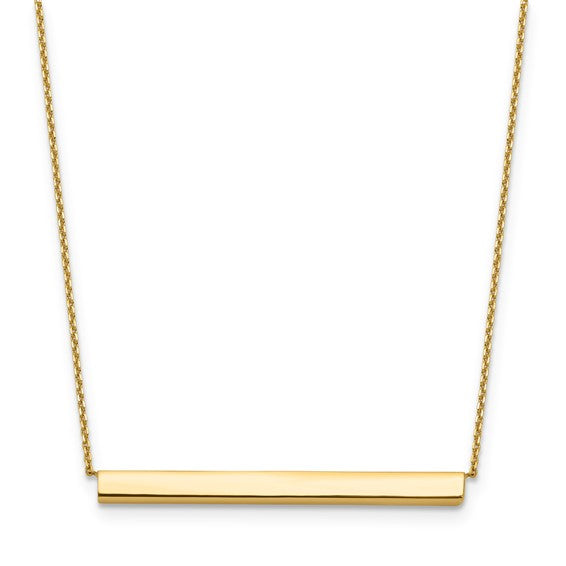 14KT Yellow Gold Polished with 1in ext. Bar Necklace