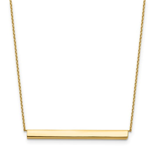 14KT Yellow Gold Polished with 1in ext. Bar Necklace