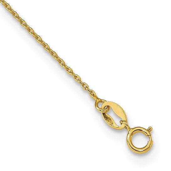 14kt Yellow Gold Polished Sideways Cross Beaded Rosary Style 16.5 inch Necklace